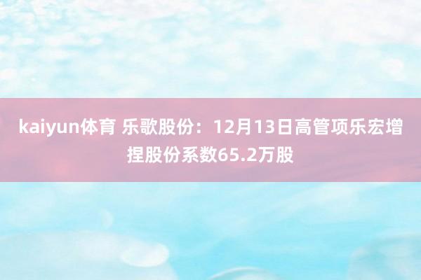 kaiyun体育 乐歌股份：12月13日高管项乐宏增捏股份系数65.2万股