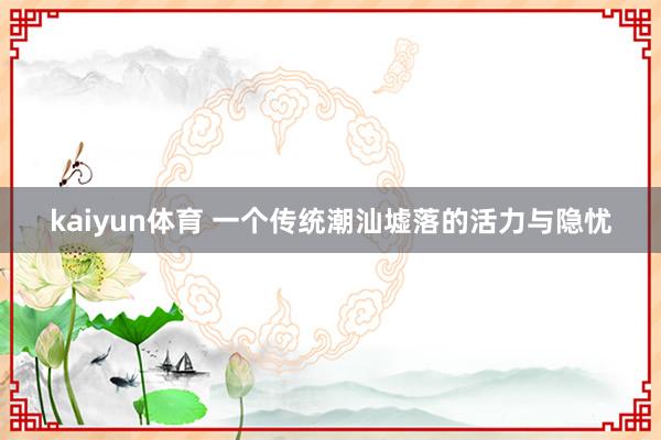 kaiyun体育 一个传统潮汕墟落的活力与隐忧