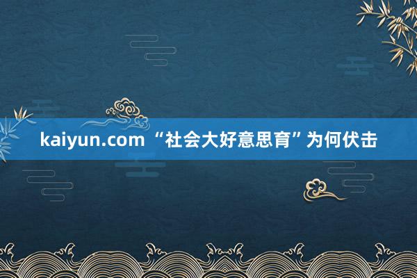 kaiyun.com “社会大好意思育”为何伏击