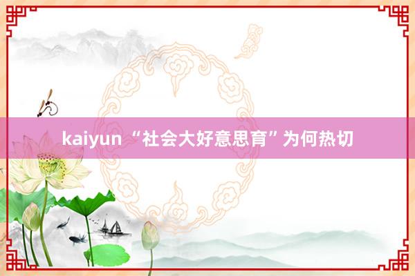 kaiyun “社会大好意思育”为何热切