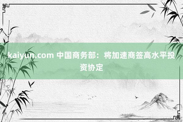 kaiyun.com 中国商务部：将加速商签高水平投资协定