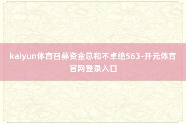 kaiyun体育召募资金总和不卓绝563-开元体育官网登录入口